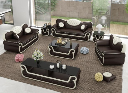 Komplett Set Sofagarnitur 7tlg. Sitz Sideboard Design Wohnzimmer Gruppe Garnitur